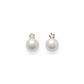 Ohrstecker in 18 Karat Gelbgold, Akoya Perle 7-7.5 mm, Diamant